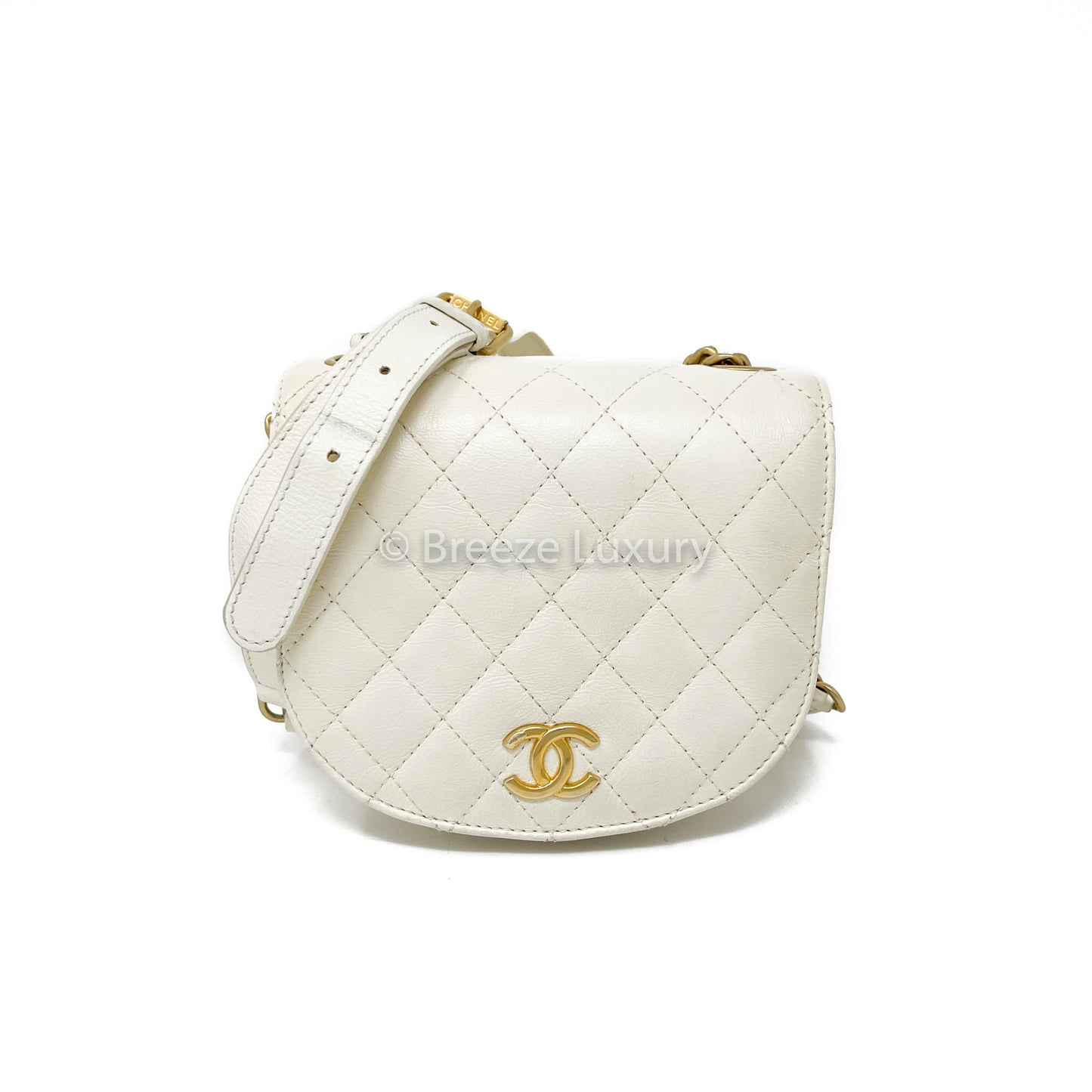 Chanel White Small CC Messenger Flap Bag
