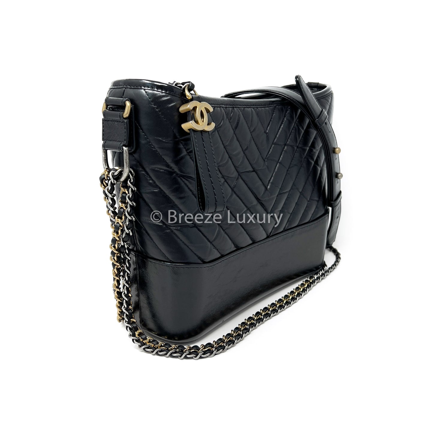 Chanel's Chevron Gabrielle Aged Calfskin Medium Hobo Bag