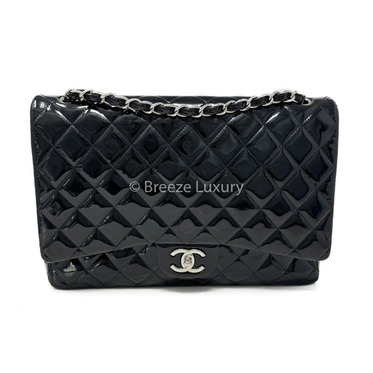 Chanel Black Patent Maxi Classic Double Flap bag