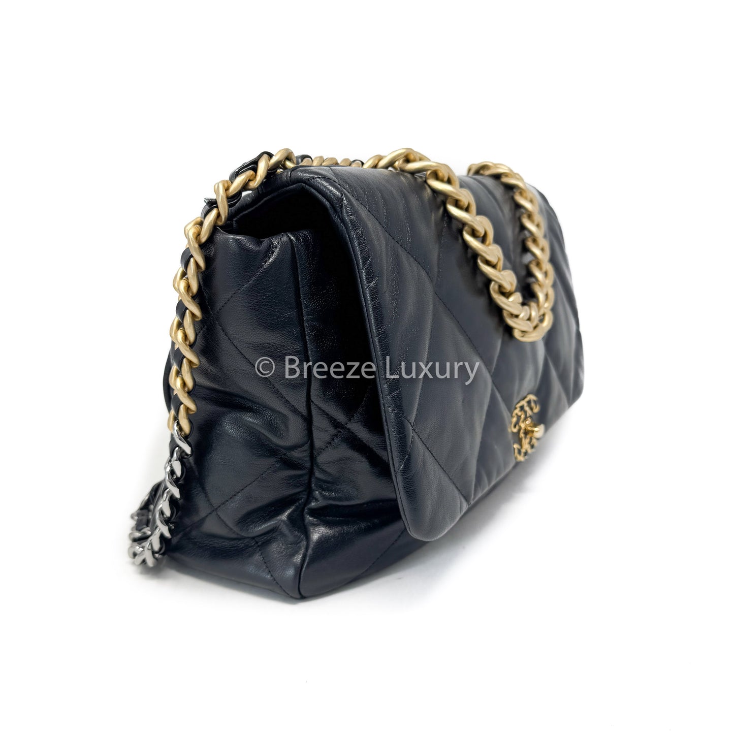 Chanel Lambskin Quilted Large Chanel 19 Flap Black