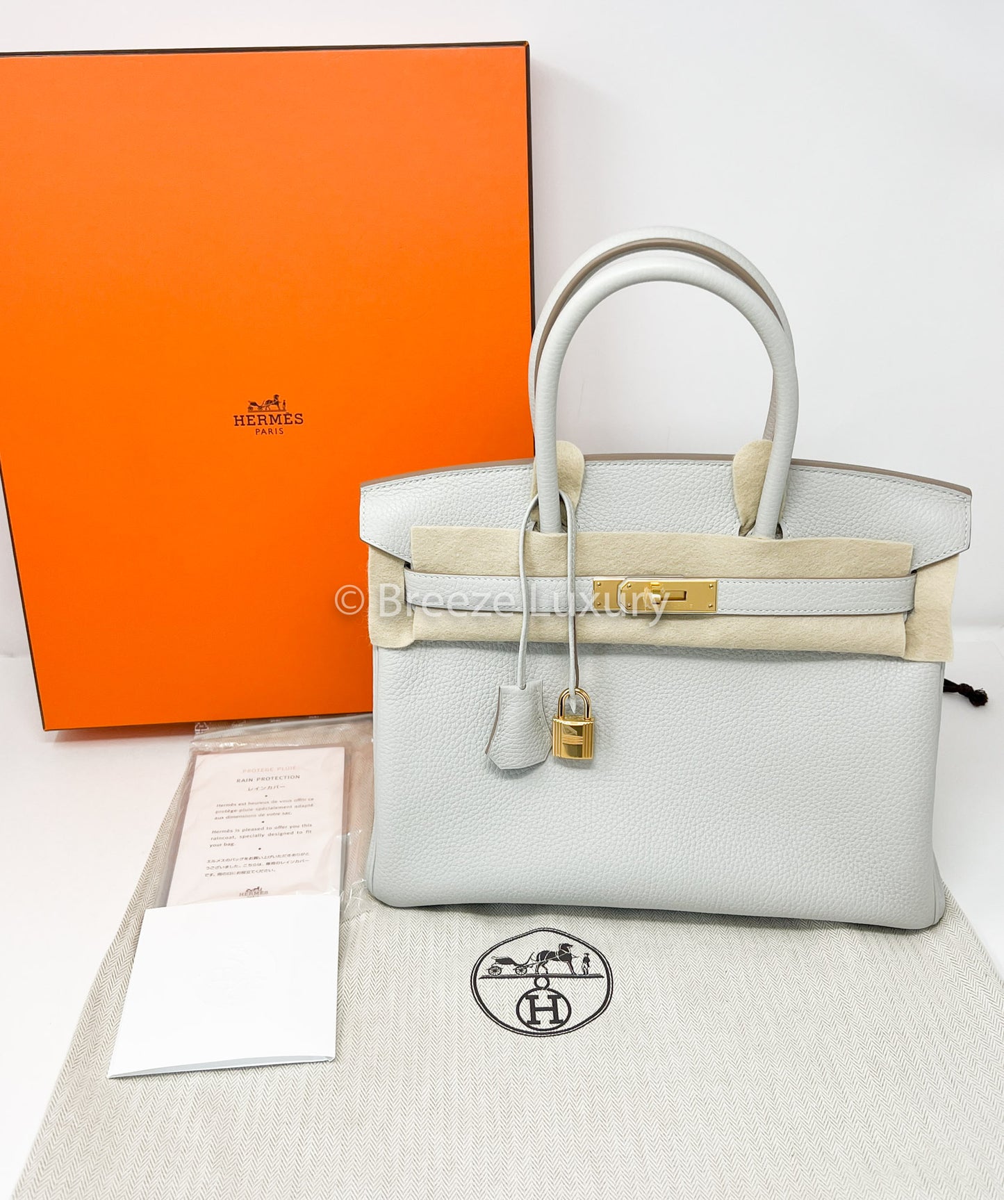 Hermes Clemence Gris Perle Birkin 30