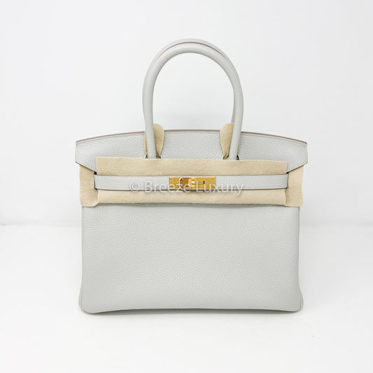Hermes Clemence Gris Perle Birkin 30