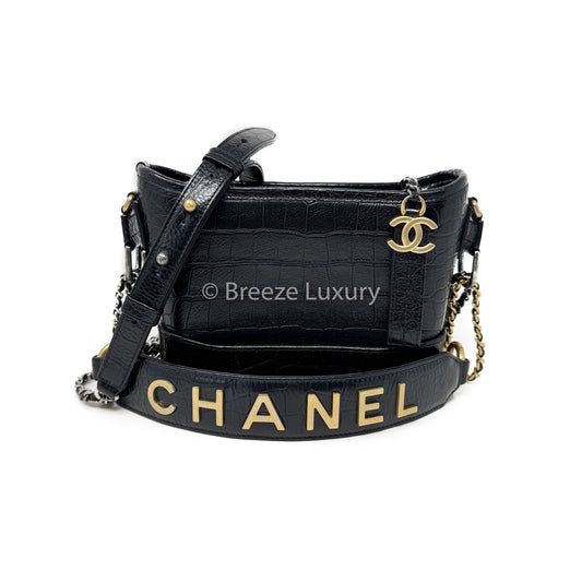 Chanel Small Gabrielle Croc Emboss Bag