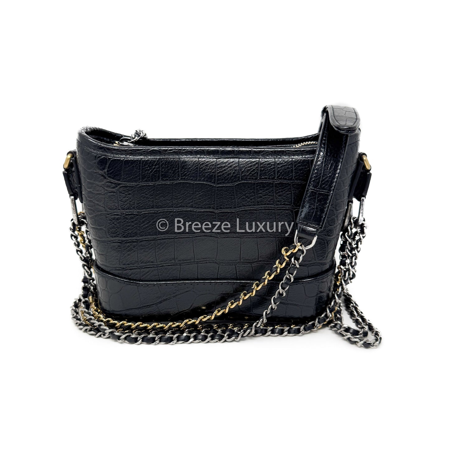Chanel Small Gabrielle Croc Emboss Bag