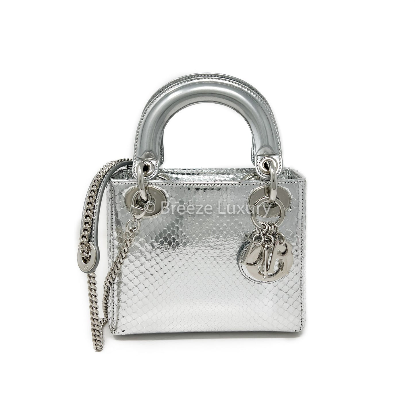 Christian Dior Metallic Python Mini Lady Dior Bag