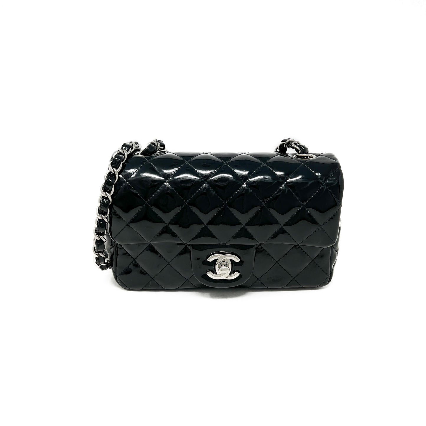 Chanel Black Patent Mini Rectangular Flap