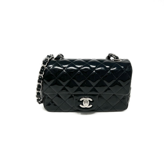Chanel Black Patent Mini Rectangular Flap