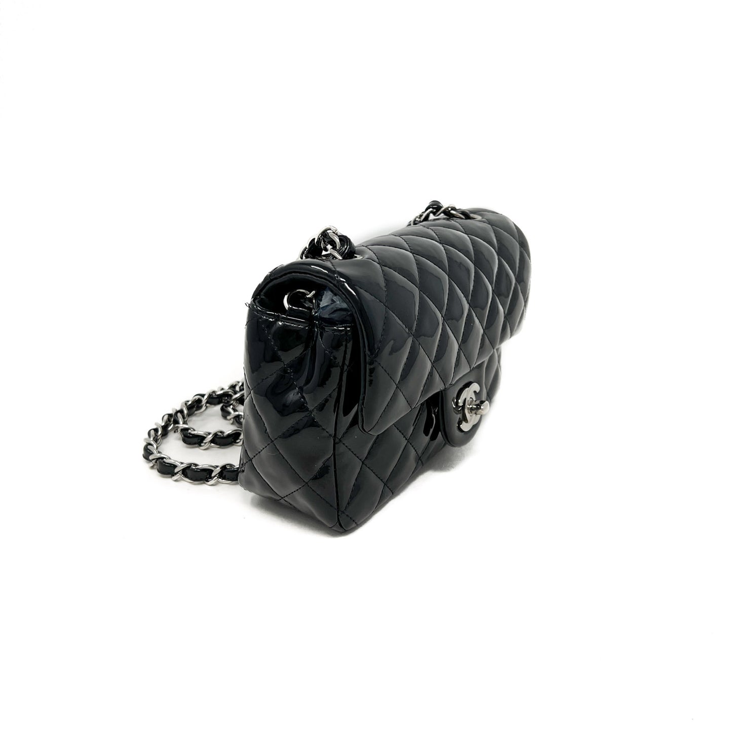 Chanel Black Patent Mini Rectangular Flap