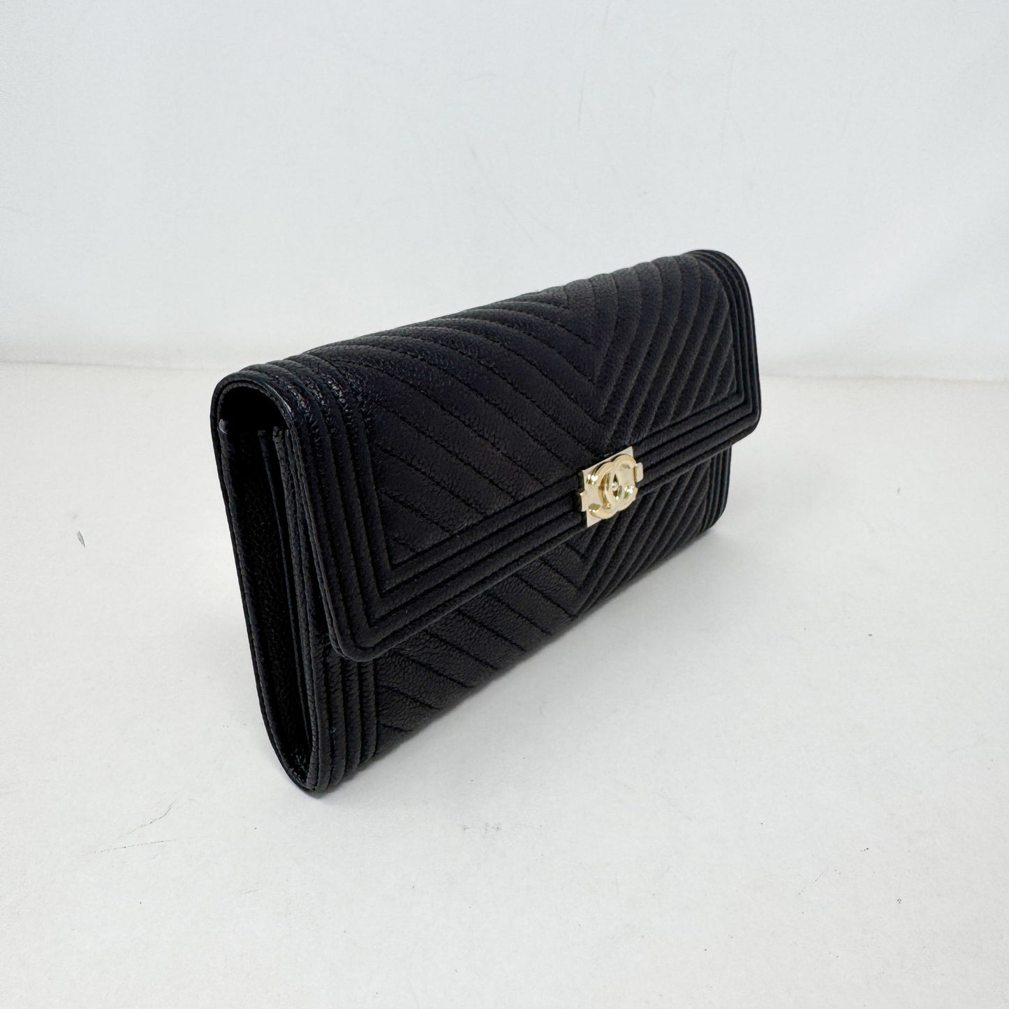 Chanel Chevron Boy Flap Long Wallet