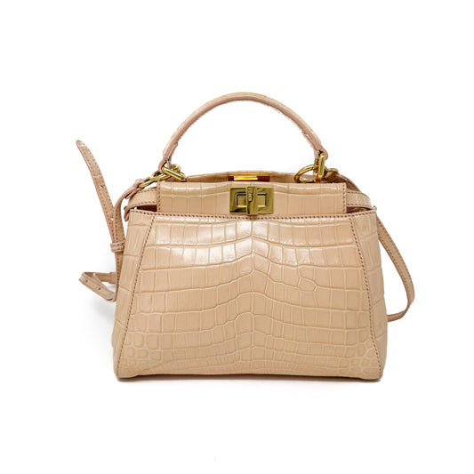 Fendi Mini Peekaboo Croc Leather