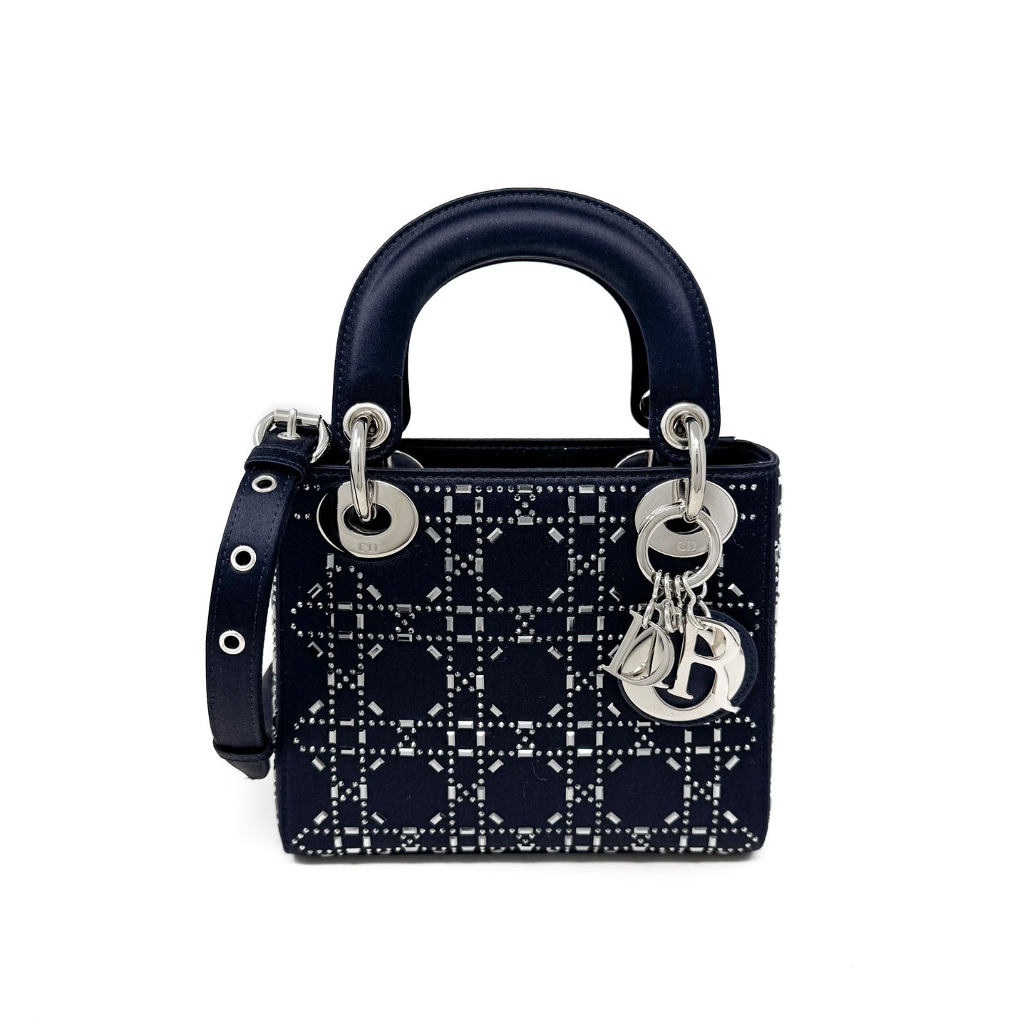 Christian Dior Black Strass Satin Mini Lady Dior