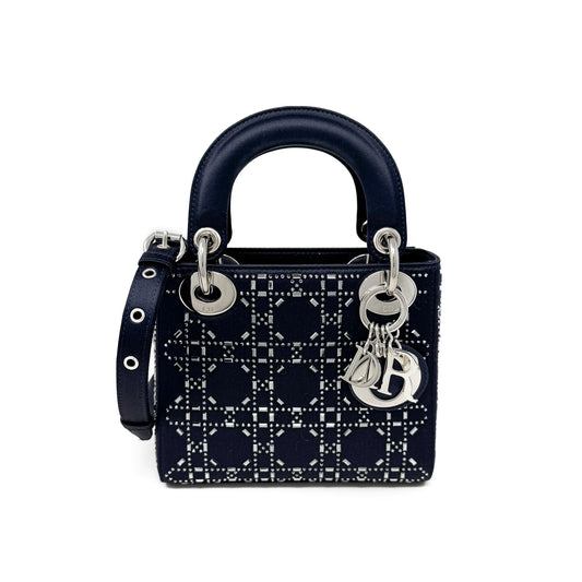 Christian Dior Black Strass Satin Mini Lady Dior