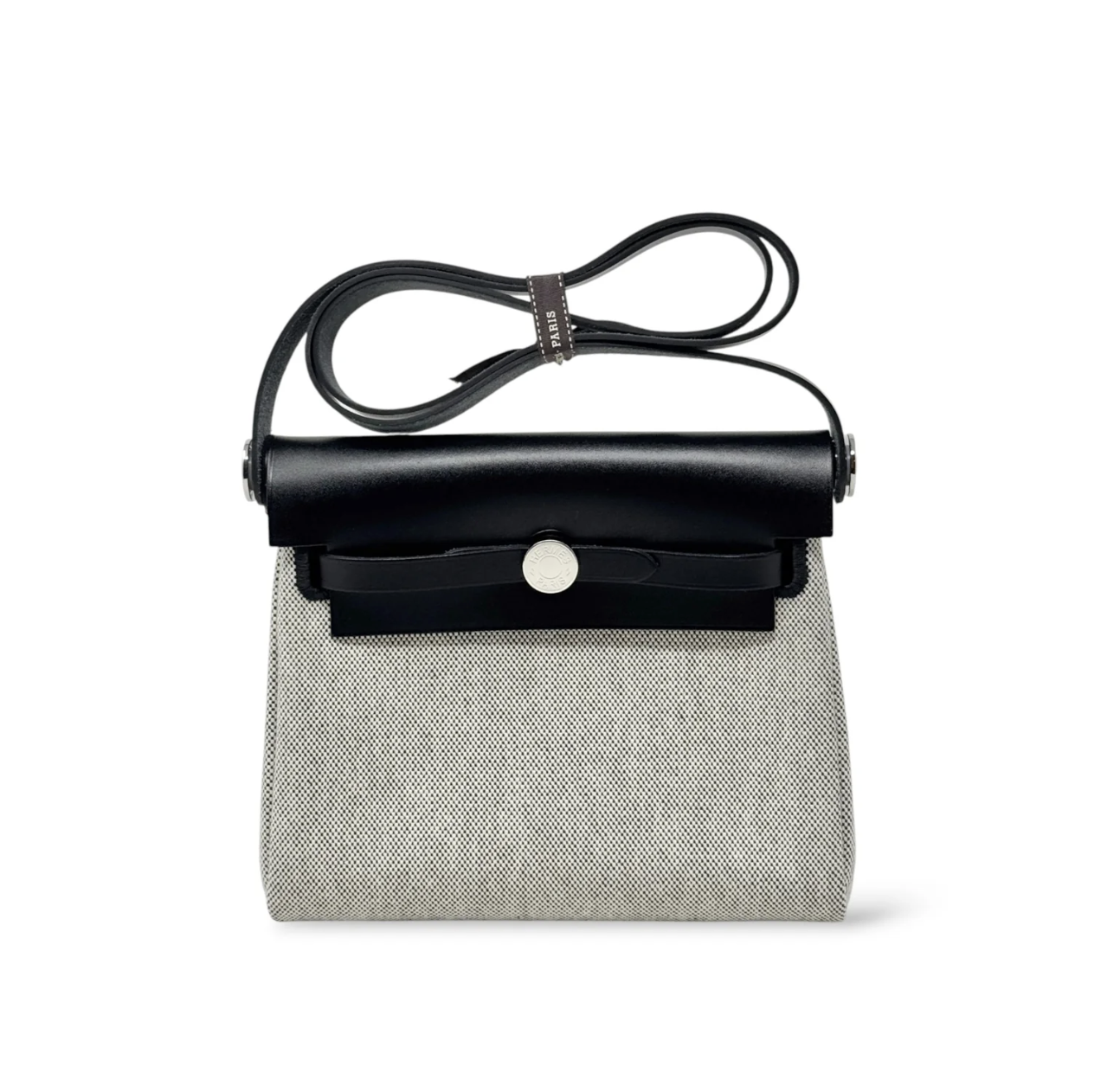 Hermès Mini Herbag Zip 20 Ecru/Black Toile