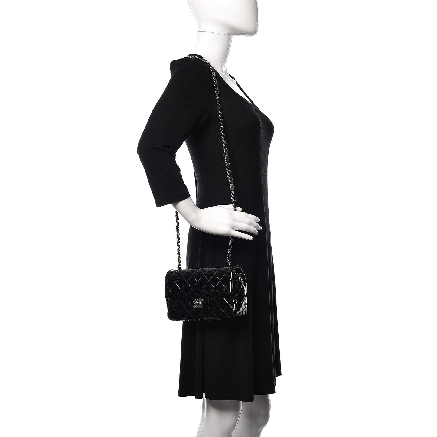 Chanel Black Patent Mini Rectangular Flap