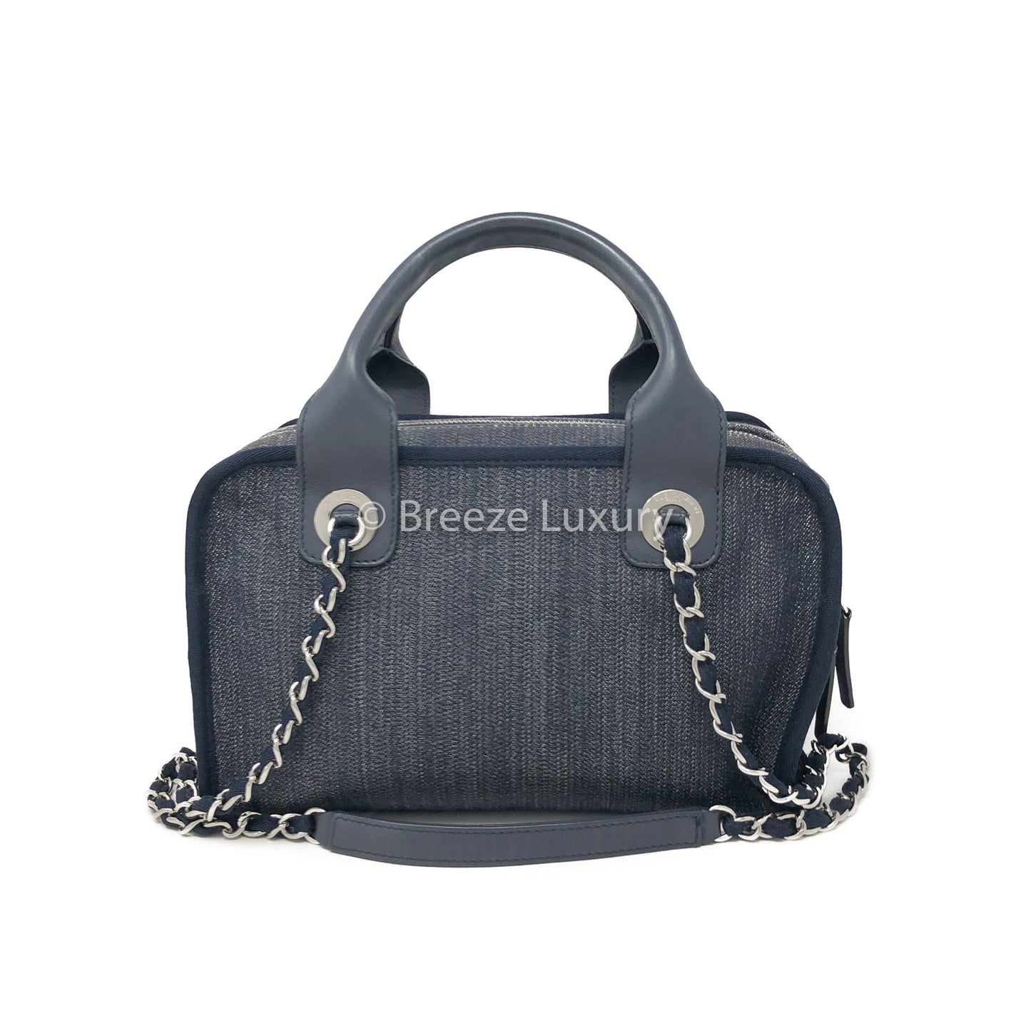 Chanel Blue Denim Deauville Bowling Bag