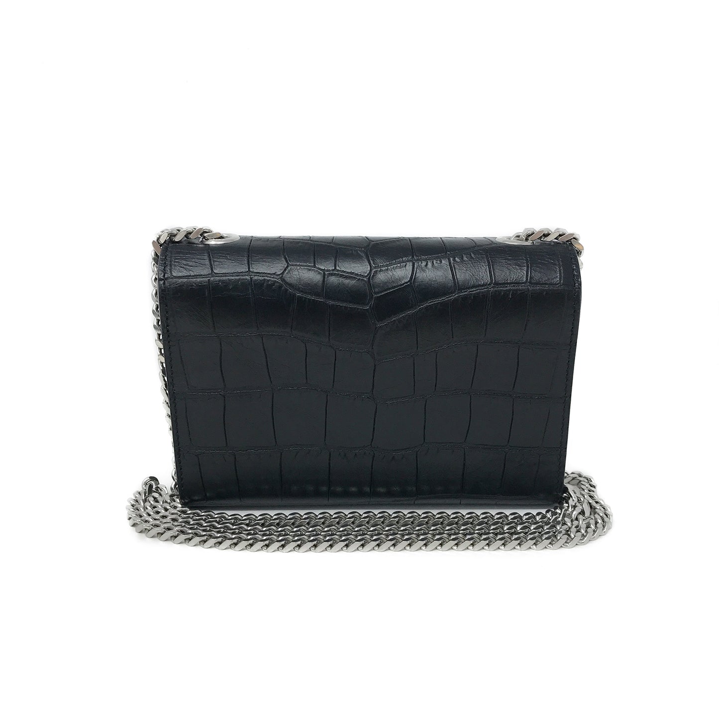 Saint Laurent Small Kate Embossed Croc Crossbody Bag